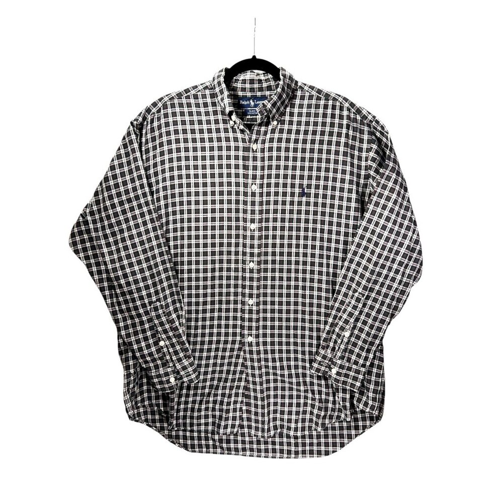 Ralph Lauren Blake Green Plaid Shirt Button Down Long Sleeve Mens L Pony Logo